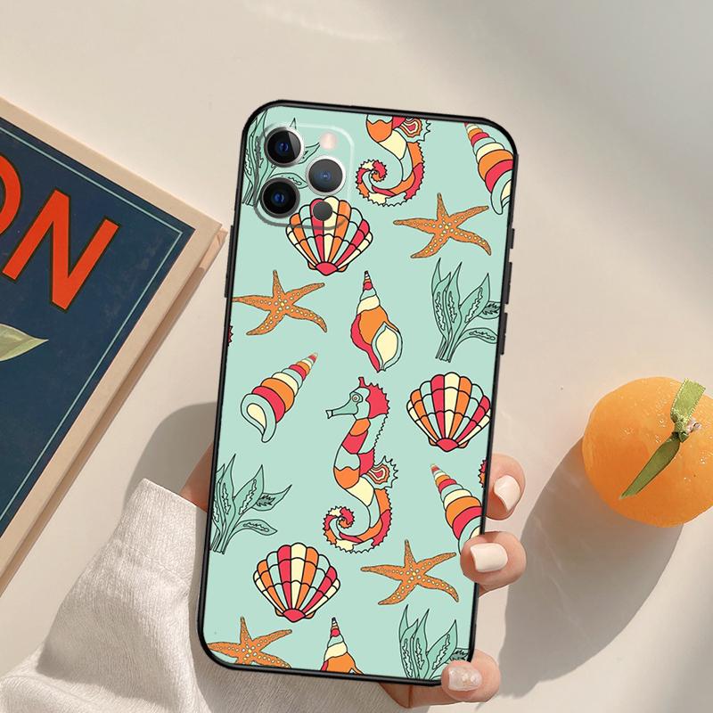 Seashell Shell Sea Art Funda Case For iPhone 16 Pro Max 15 14 11 12 13 Pro Max Mini XR 16e 16 15 Plus Phone Cover