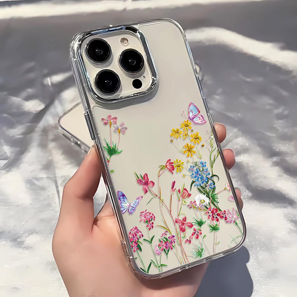 Full Screen Small Yellow Flowers Clear Phone Case For IPhone 17 Air 16 15 14 13 12 11 Pro Max XR X XS 7 8 Plus Silicone Cover