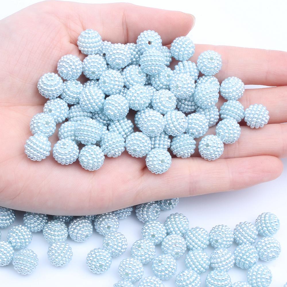 Hot Sale 200pcs 15mm Multicolor Bayberry Perforation Pearl Beads Hole Resin DIY Jewelry Decorations for Dress Making