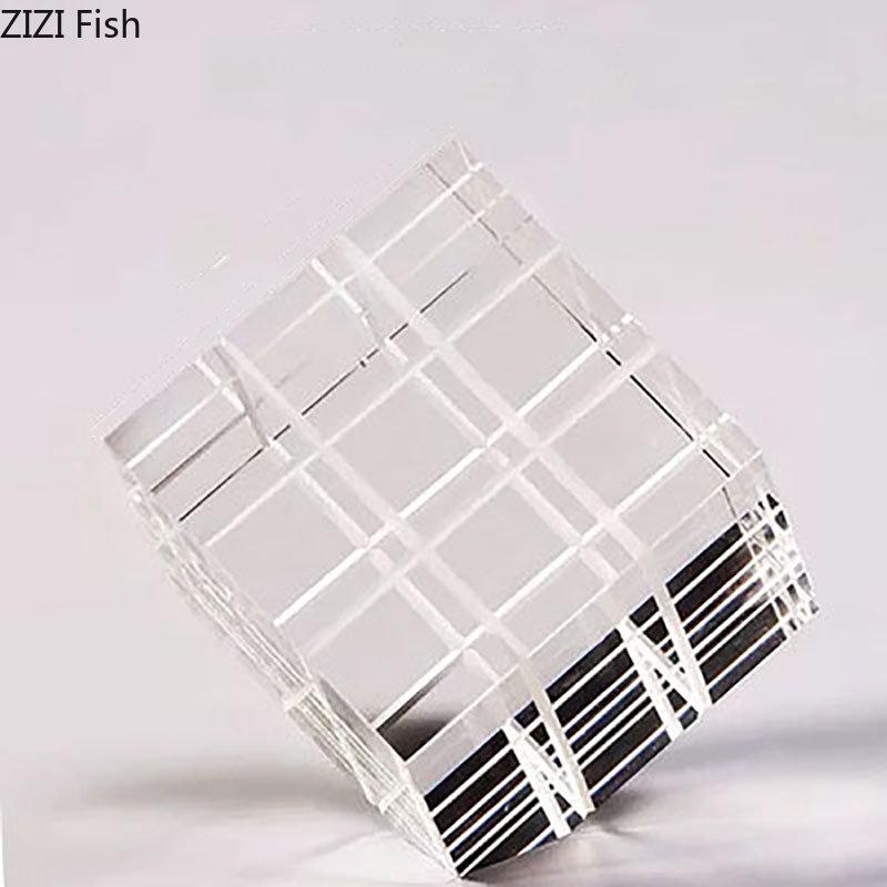 Minimalism Transparent Geometric Square Crystal Magic Cube Statue Desk Decoration Glass Magic Cube Sculpture Crafts Ornaments