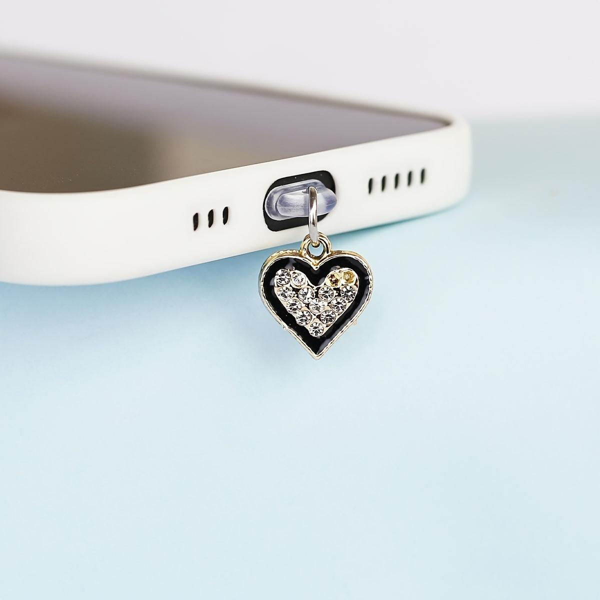 

Набор из двух подвесок в виде сердец с бриллиантами, сочетающих положительное и отрицательное, заглушка для защиты от пыли для мобильного телефона, подвесное украшение, аксессуары для мобильного телефона for iPhone5-14 золотой