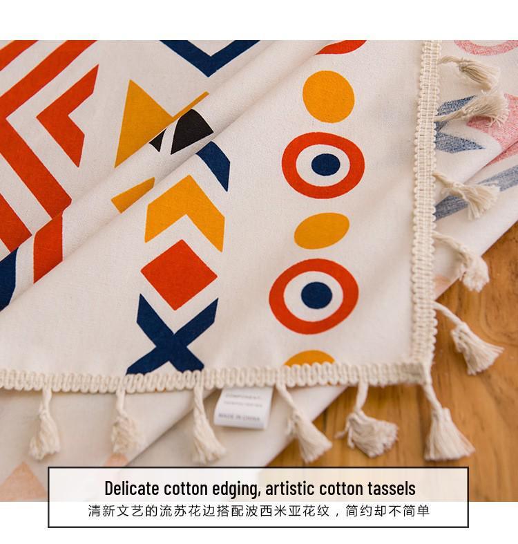 Tovaglia nordica con stampa a nappe in cotone lino antimacchia - Resistente al calore per casa e sala da pranzo