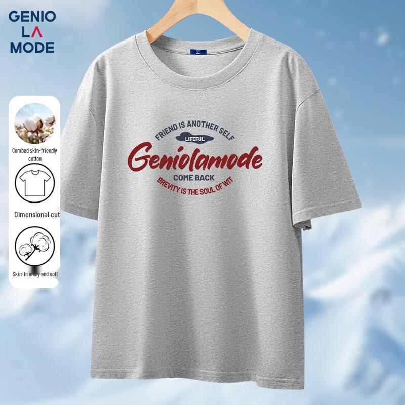 GENIOLAMODE Men s Summer Heavyweight Pure Cotton Short Sleeve T-Shirt XL