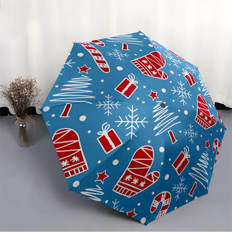 1pc Christmas ornaments Automatic Folding Umbrella - Portable Collapsible Design, 8-Rib Iron Frame, Durable Fabric yy251125158