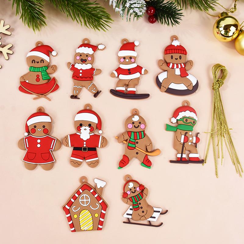 10pcs Sport Gingerbread Man Pendants Christmas Tree Hanging Ornament 2025 Xmas Noel Navidad Home Decoration New Year Gift 2025