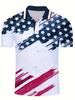 Independence Day Carnival Men's Breathable Golf Shirt American Independence Day Flag Digital Print
