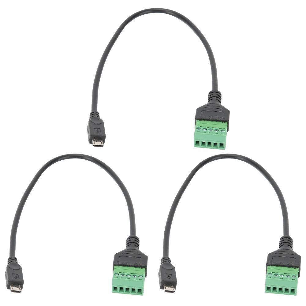 3pcs Solderless Micro USB Adapter Cable Portable USB 5 Pin Connector  for Outdoor Activities