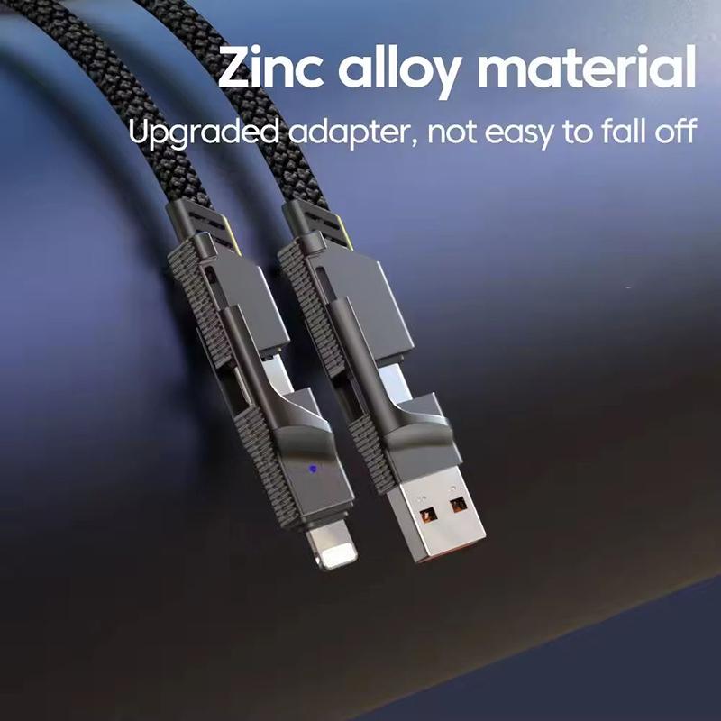 4 In 1 66W Usb Type C Fast Charging Data Cable Cord Pd 27W For Iphone 15 Samsung Xiaomi Multi Port Mecha Quick Charge Wire Line