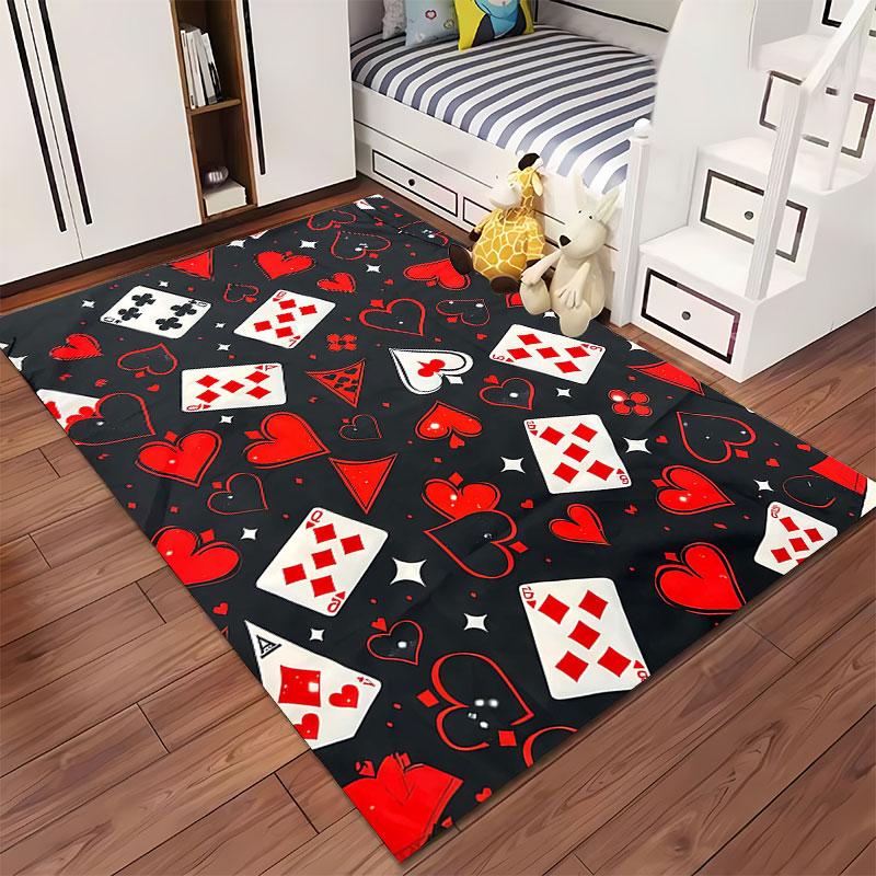 Playing Cards & Heart Pattern Suitable As a Non-slip Mat for the Living Room or Bedroom Sofa
