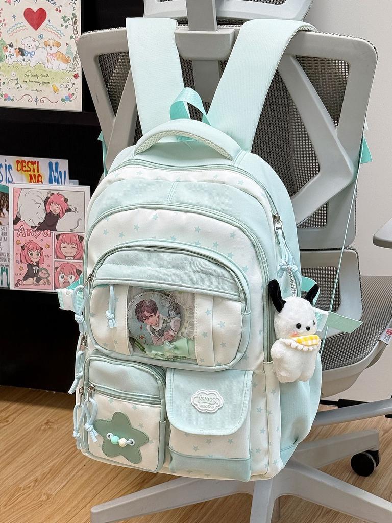 Schoolbag Schoolbag Japanese Ins High Value Fresh and Sweet Contrasting Color Splicing Backpack Junior High School Students Lightweight Travel