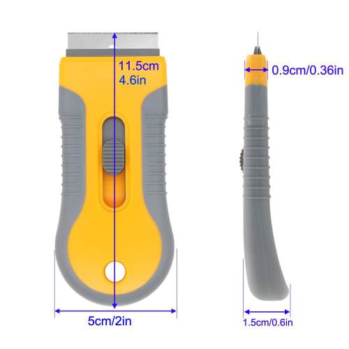 Kiligen 2-Piece Glass Scraper, Pocket Scraper with Stainless Steel and Plastic Blades, Safety Scraper for Removing Glass and Wall Debris, Includes 20