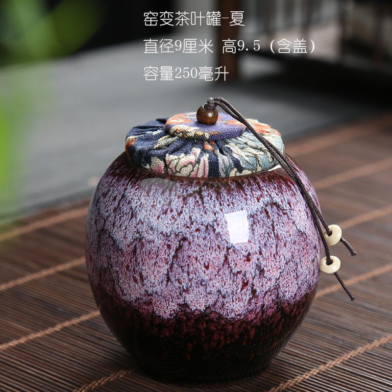 Creative Kiln Change Ceramic Tea Caddy Sealed Jar Small Tea Box Portable Tea Can Food Candy Storage Container Home Decoration