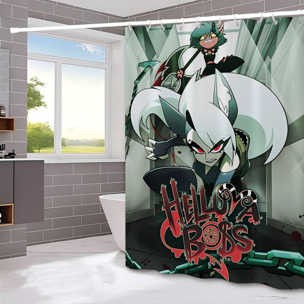H-Helluva Boss  Funny and Creative Beach Shower Curtain Waterproof Polyester Bath Curtains for Bathroom Decorate with Hooks