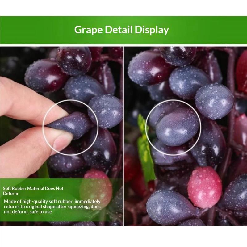 1Pcs Realistic Plastic Artificial Grapes Bunches Simulation Fake Fruit with Leaves for Vintage Home Decor Party Table Display