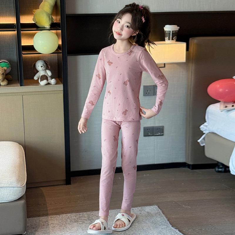 

Girls Autumn/Winter 2025 Slim-Fit Thermal Underwear Set for Middle and Big Kids 165 cm темно-рожевого кольору