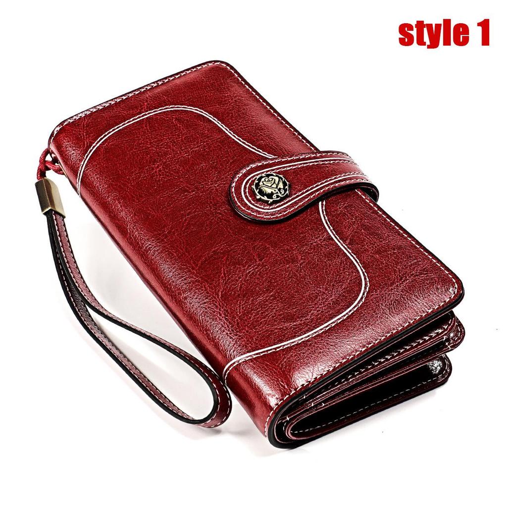 Vintage RFID Retro Genuine Leather Women's Long Clutch Wallet