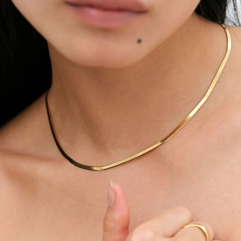 Another Layer 3mm Flat Necklace (silver925)(2color)