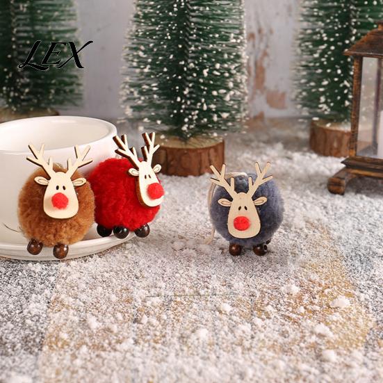 Small Lightweight Xmas Tree Ornaments Christmas Felt Elk Hanging Ornaments, Cute Fuzzy Pom Reindeer Adorable Deer for Windows Pendant, Holiday