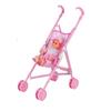 Wózek spacerowy dla niemowląt składany z lalką na 12-calową lalkę Mini wózek spacerowy na prezent różowy