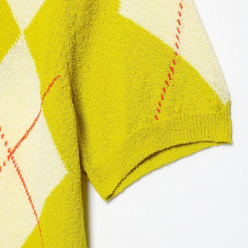 Kaslead New Arrival Women's Clothing Fashion Style Fashion Minimalist Diamond Pattern Knitting Tops 9598070