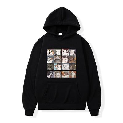 Fashion Unisex Hoodies Hip Hop Anime Cat and Dog Print Harajuku Pullover Unisex Hooded Sweatshirt Women Fleece Hoody Clothes