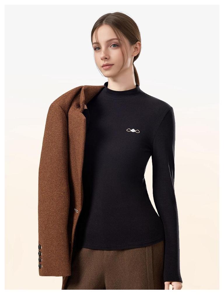 Damska półwysoka szyja generująca ciepło antybakteryjna warstwa bazowa - Wyszczuplająca, przyjazna dla skóry dzianina na jesień/zimę