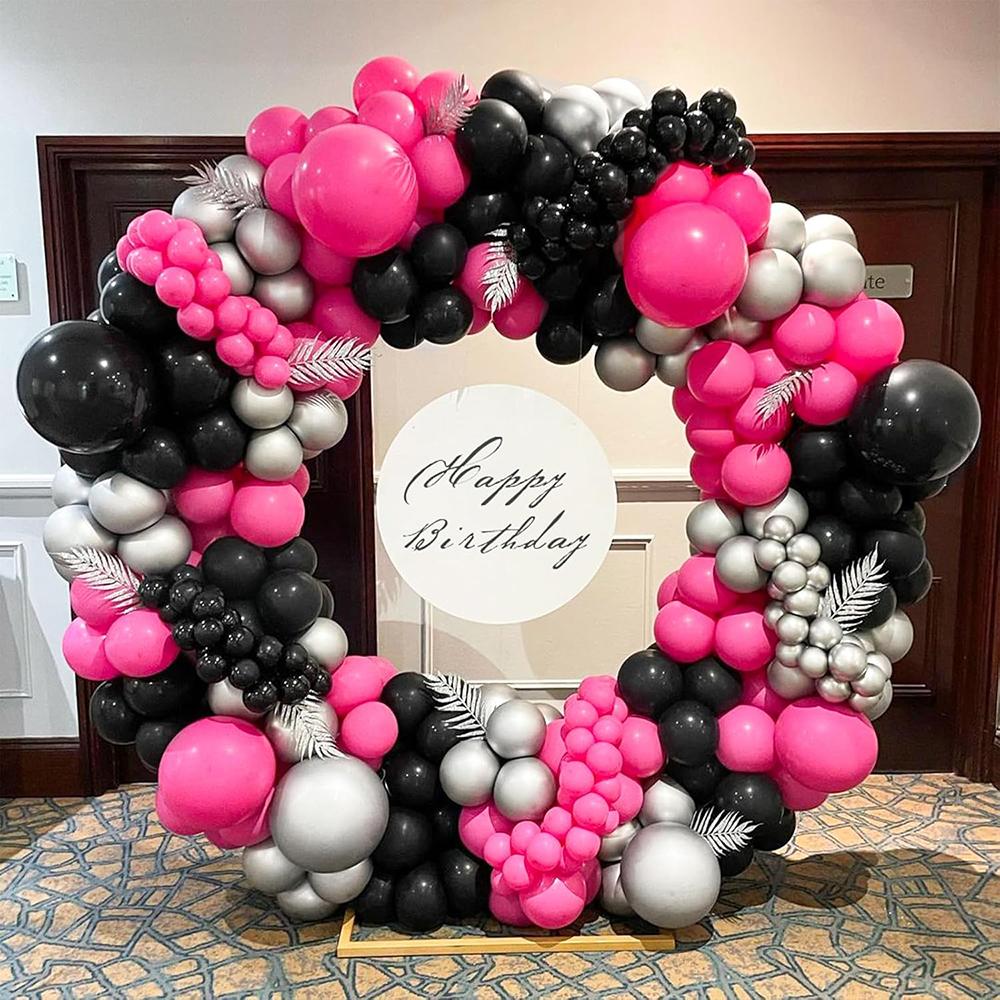 Hot Pink Balloons Garland Kit Black Rose Pink Balloon Arch Bridal Shower Gender Reveal Wedding Anniversary Birthday Party Globos