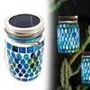 LED Mosaic Solar Light Waterproof Mosaic Solar Hanging Light Jar Patio Solar Lantern for Garden Party Camping Terrace Yard Decor