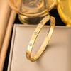 Bracciale da donna in acciaio al titanio con diamanti, placcato oro, non sbiadisce, intarsio di zirconi, alta gamma, semplice, versatile gioiello in acciaio inossidabile