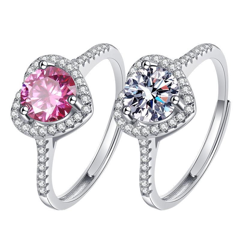 Heart-Shaped Moissanite Diamond Ring - Unique Women's Open Design, European & American Style Accessories