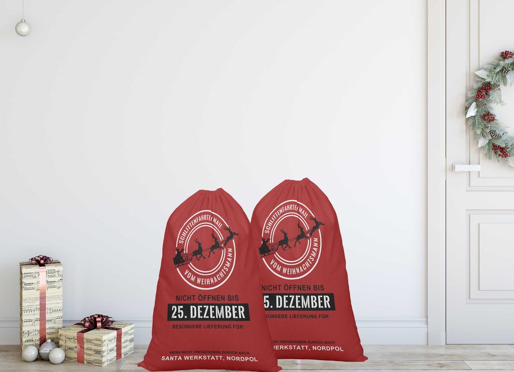 Printtoo Large Drawstring Canvas Bag Christmas Sack Bags Santa Gift Sack Custom Party Favor 2 Pcs 27x20 Inch