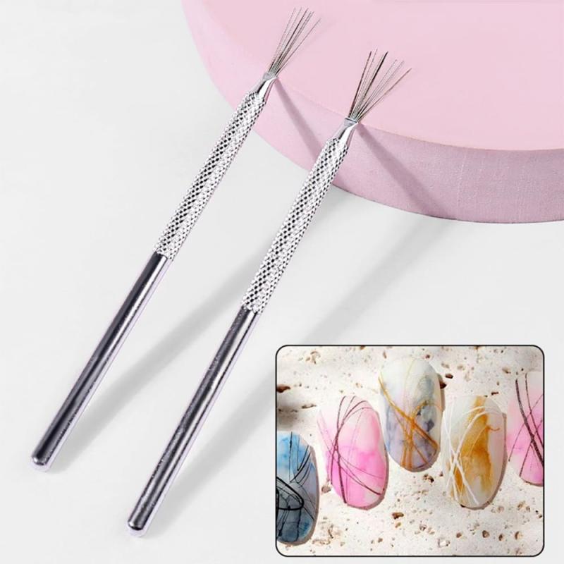 Professional 7 Pin Stripe Nail Art Liner Brush 3D Tip Ultra-thin Line Drawing Pen UV Gel Brushes Manicure Nail Painting Tools