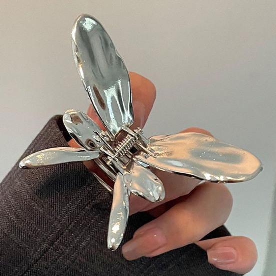 Hairpin Small Compact Metal Hair Clip Silver Color Butterflies Shape Back Head