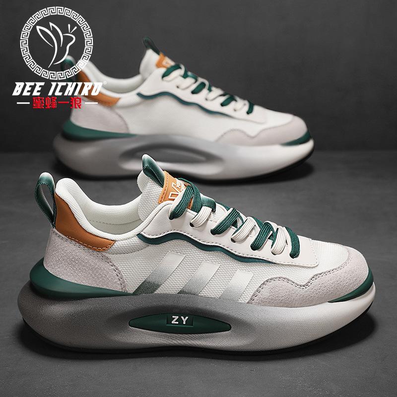 Men's Shoes Retro High-end Dad Shoes Summer Mesh Leather Heightening Casual Breathable Sports Shoes