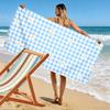 Blue Checkered Daisy Pattern Beach Towel quick-drying for travel outdoor sports jogging beach and swimming