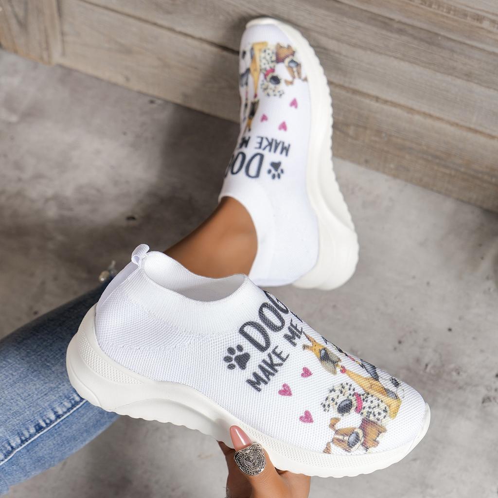 Modne trampki damskie z nadrukiem roślinnym oddychające wsuwane trampki wsuwane damskie buty wulkanizowane siatkowe buty do chodzenia na zewnątrz trampki