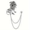 Retro Fashion Lapel Pin - Lion Hanging Chain Brooch Suit Pin Accessory
