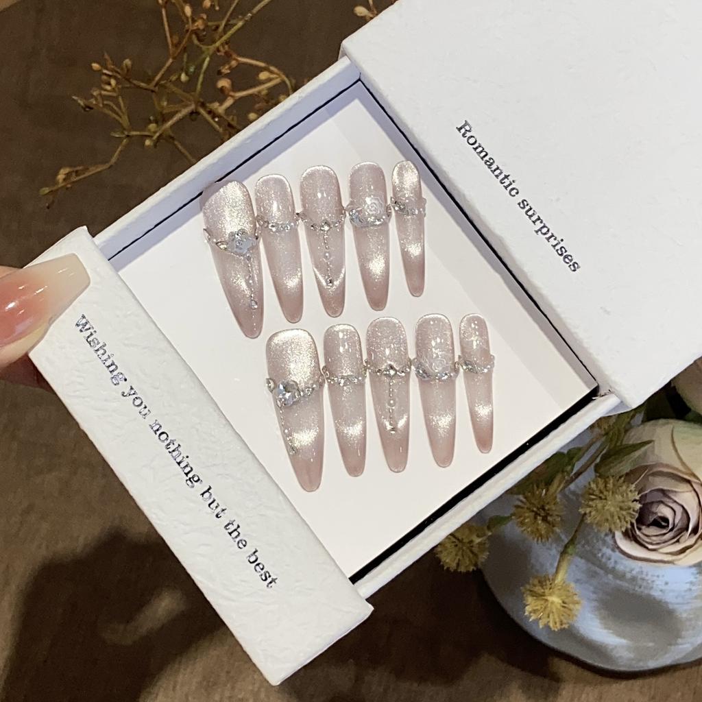 Advanced Chain Broken Diamond Cat's Eye Three-dimensional Relief Rose Flower Doomsday Dream Nail Patch