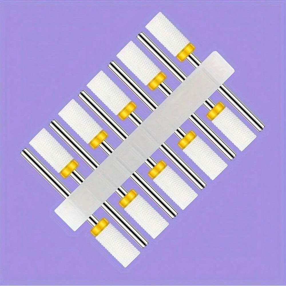 10pc/Set Ceramic Milling Cutter Nail Drill Bits Burr Gel Polish Remove Tools Cuticle Electric Manicure Files Kit Accessories