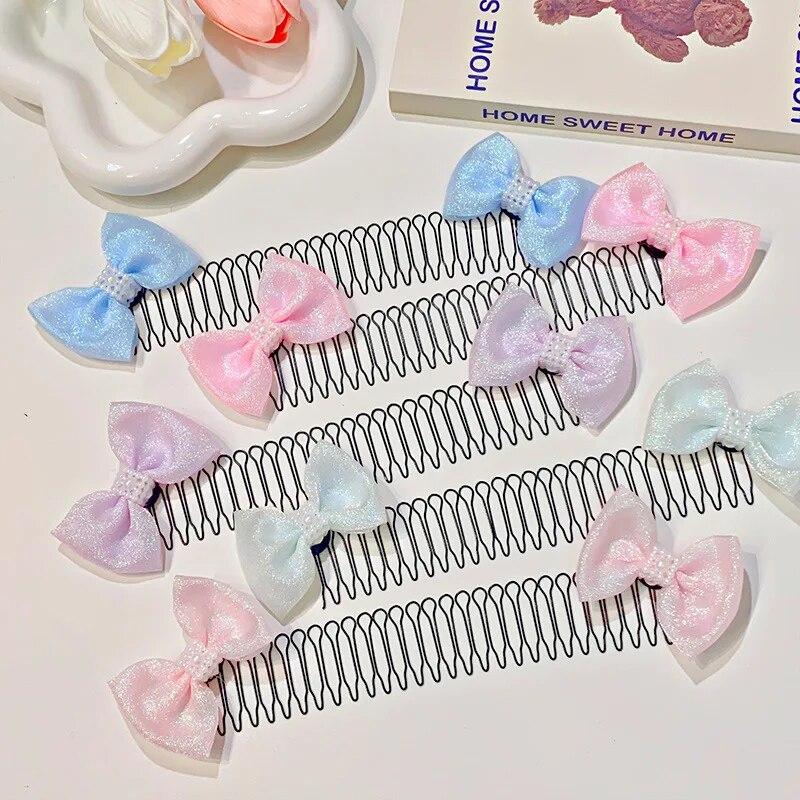 Children Sweet Bowknot Hair Comb Clip New Trendy Elastic Hair Clips Hairpins Barrettes For Girls Baby Hair Accessories Headbands