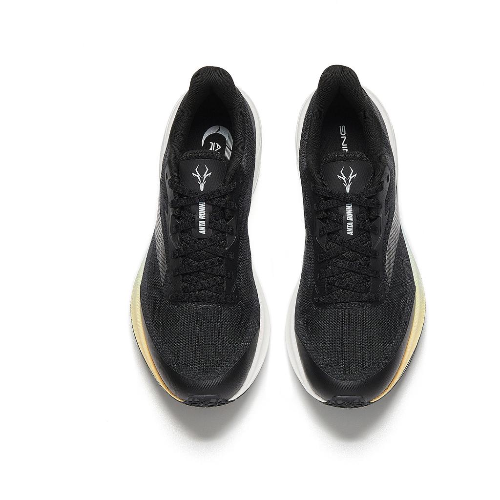 Anta Textile, Synthetic Leather Low top Running Shoes Women's Black Yellow Green 122615555-4