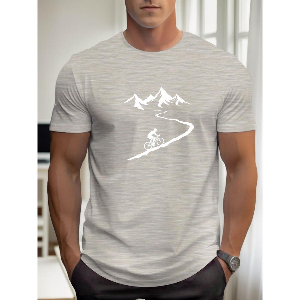 Summer Men's Casual Loose Fashion Cycling Pattern Printing Sports Short-sleeved Round Neck T-shirt Top