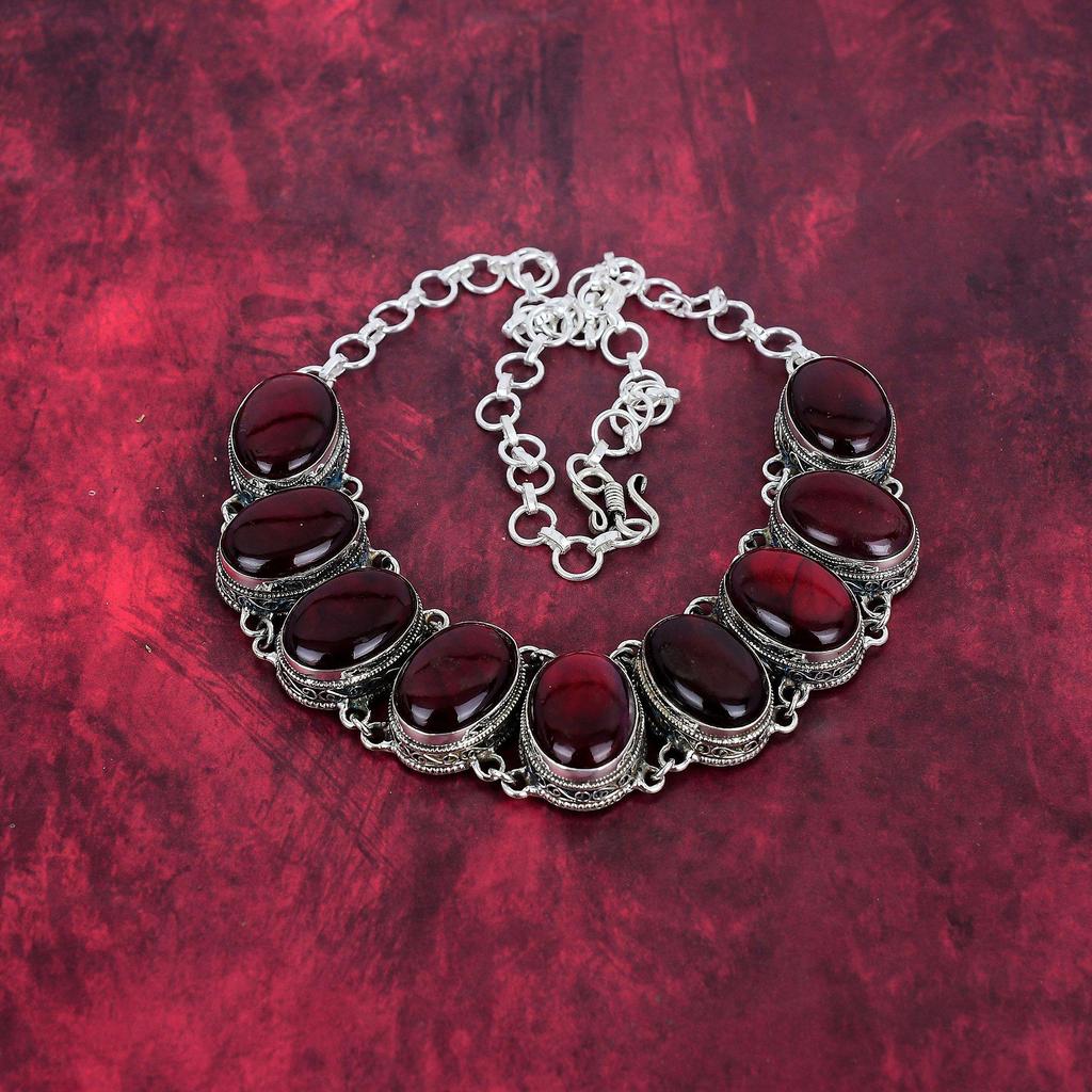 Red Flash Labradorite Necklace, 925 Solid Sterling Silver Jewelry, Gemstone Jewelry Adjustable Chain Necklace, Handmade Wedding Gift Jewelry