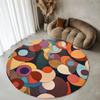 Lebendiger Abstrakter Farbkreis Geometrischer Runder Teppich Boho Retro Rutschfester Weicher Teppich Wohnzimmer Studentenwohnheim Schlafzimmer Trendige Innendekoration