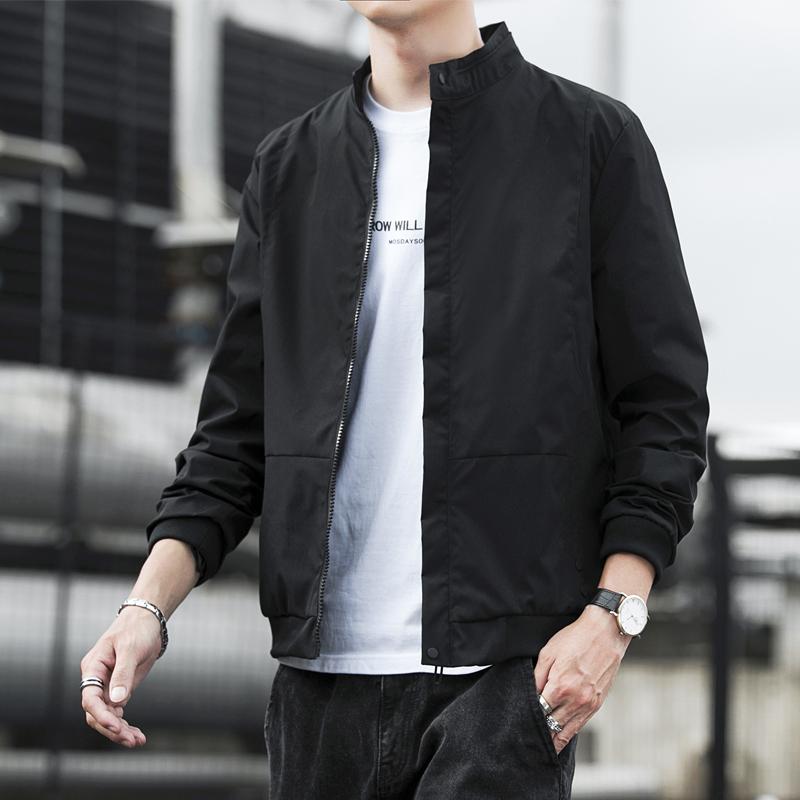 Men's Stand Collar Solid Color Zipper Pocket Fashion Casual Cardigan Coat Jacket Top