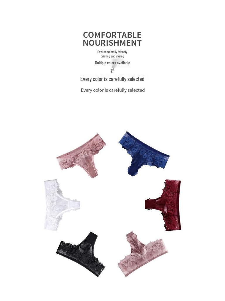 European & American Plus Size Seamless Lace Thongs - Sexy, Transparent, Hollow Design for Women