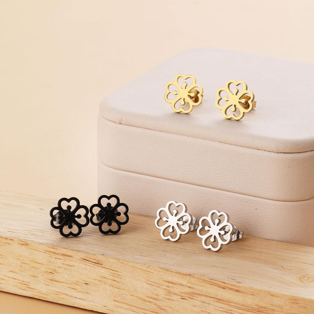316L Stainless Steel Sakura Stud Earrings For Women Girls Gold Color Sweet Flower Fashion Ear Zircon Birthday Gifts Wholesale