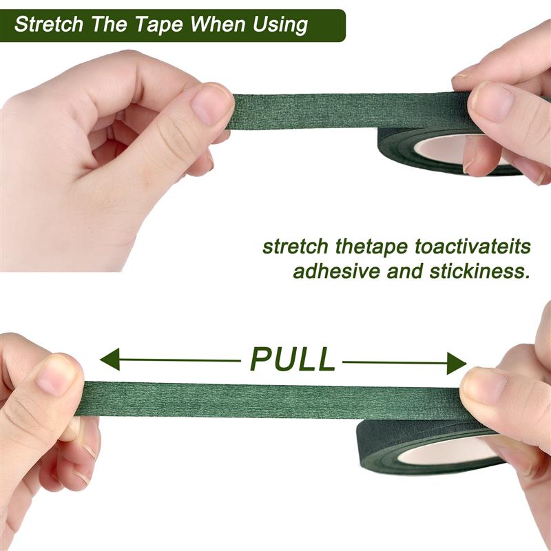 Floral Art Tape 1.2cm * 30yard Green Paper Tape Handmade DIY Floral Making Colored Flower Stem Tape Artificial Flowers Branch