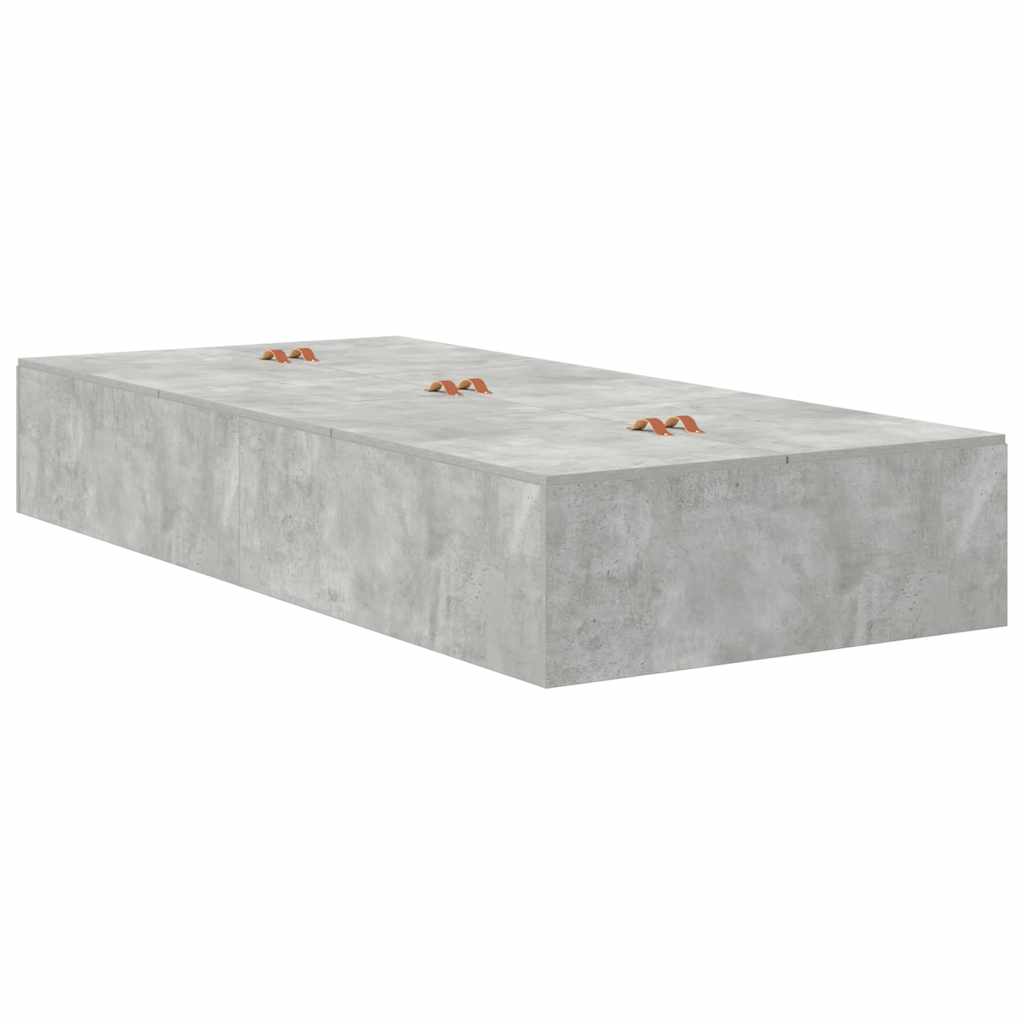 Storage Bed Frame Concrete Grey 80 x 200 cm Particleboard