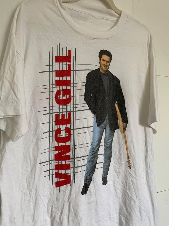 Vtg Vince Gill Country Music Cotton White S5XL Unisex Shirt S